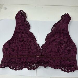 VICTORIA´S SECRET bra burgundy lace halter style T-Back Halter Bralette S/P